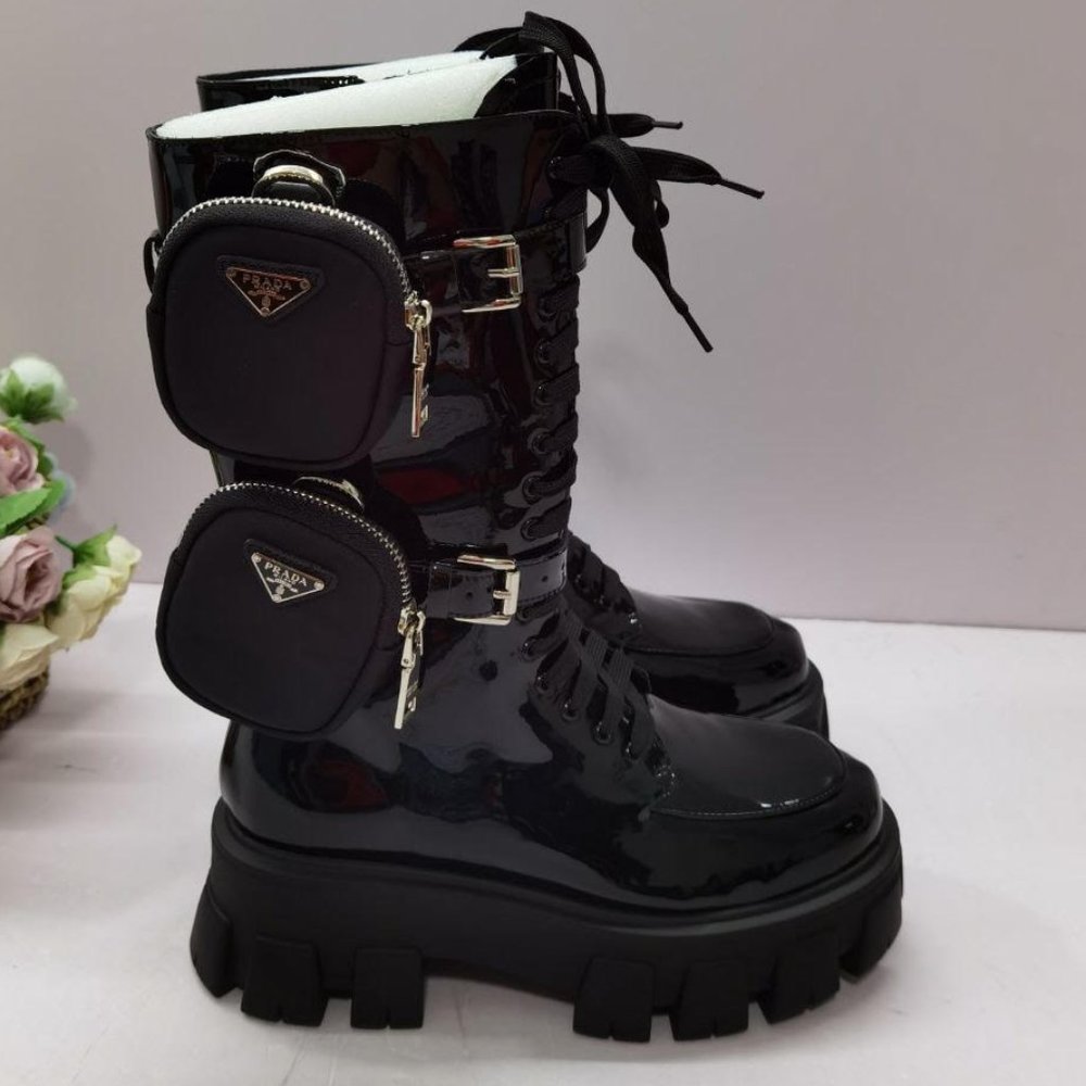 Prada Monolith Double Pouch Combat Boots
